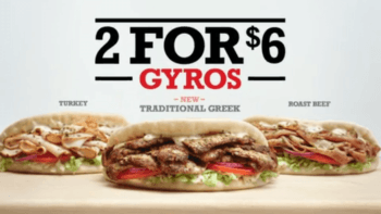 Arby’s 2 for $6 Gyro Deal