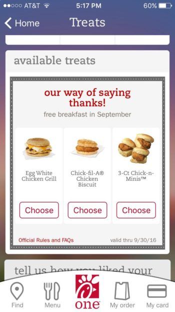 Chick-Fil-A Free Breakfast Sandwich