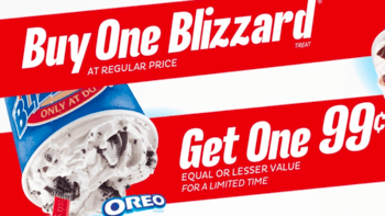 Dairy Queen B1G1 Blizzard for $0.99