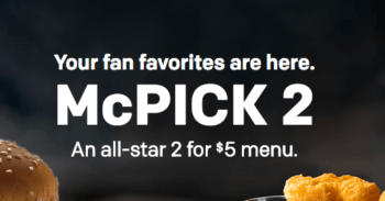 McDonald’s McPick 2 for $5 Menu Deal