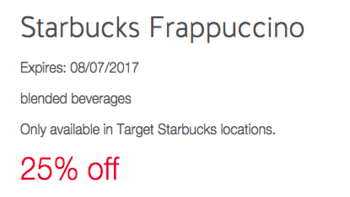 Starbucks 25% Off Frappuccinos at Target